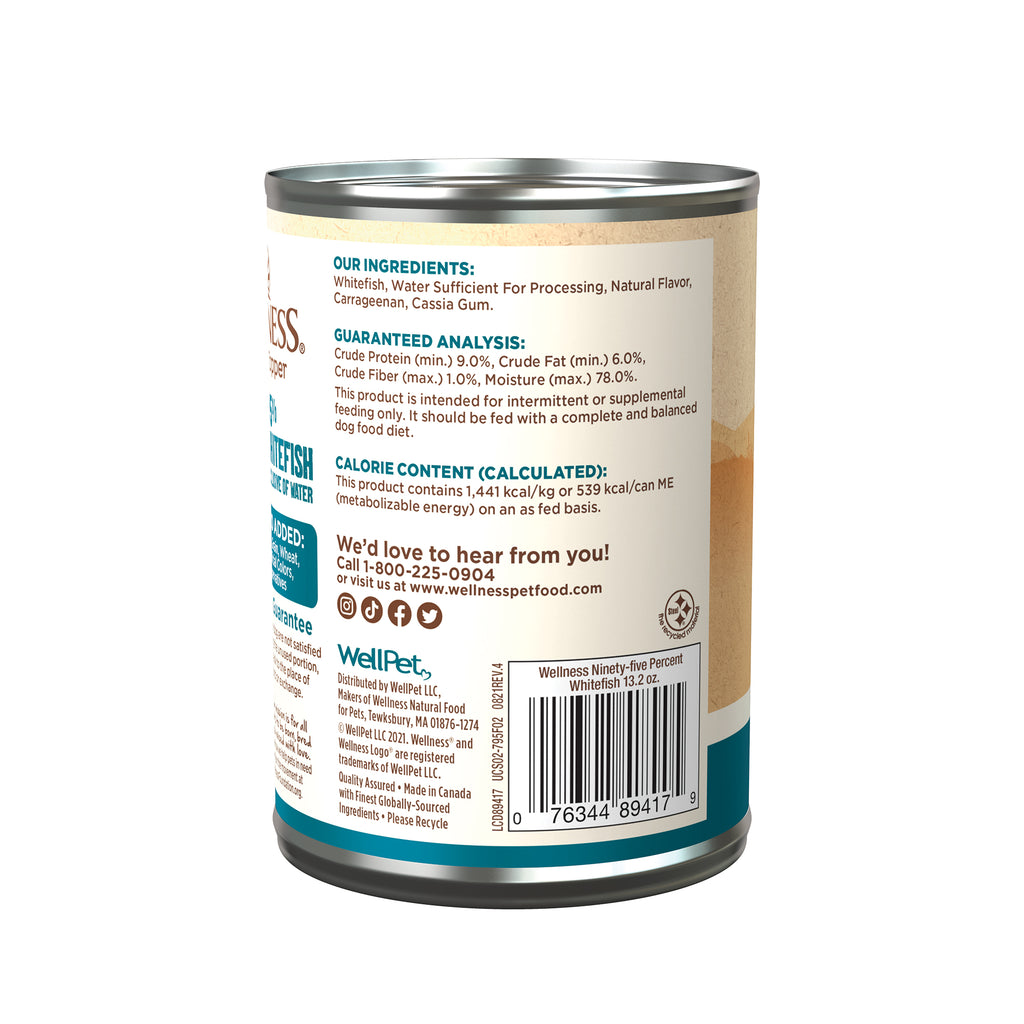 (20% OFF) Wellness 95% Whitefish Recipe Wet Dog Food [Weight: 13.2 oz]