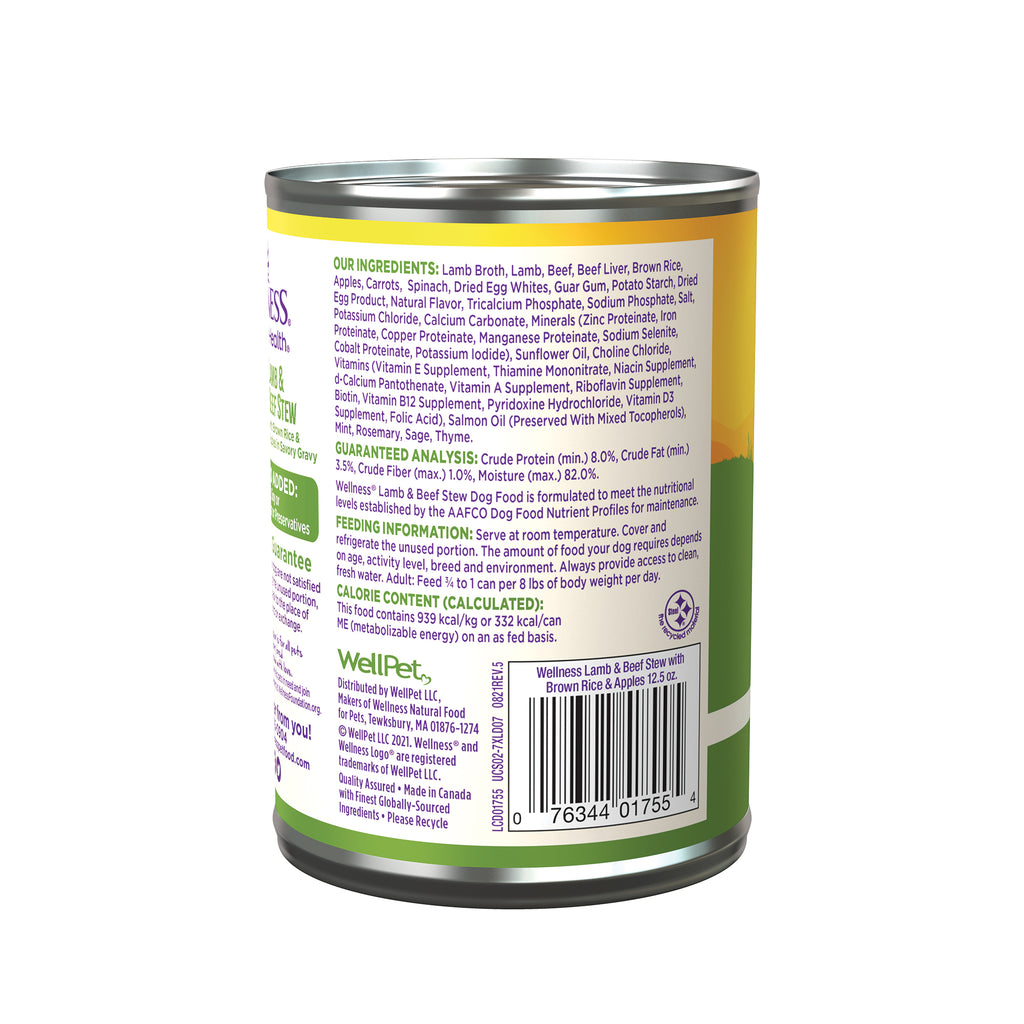 (20% OFF) Wellness Stew Lamb & Beef with Brown Rice & Apples Wet Dog Food [Weight: 12.5 oz]