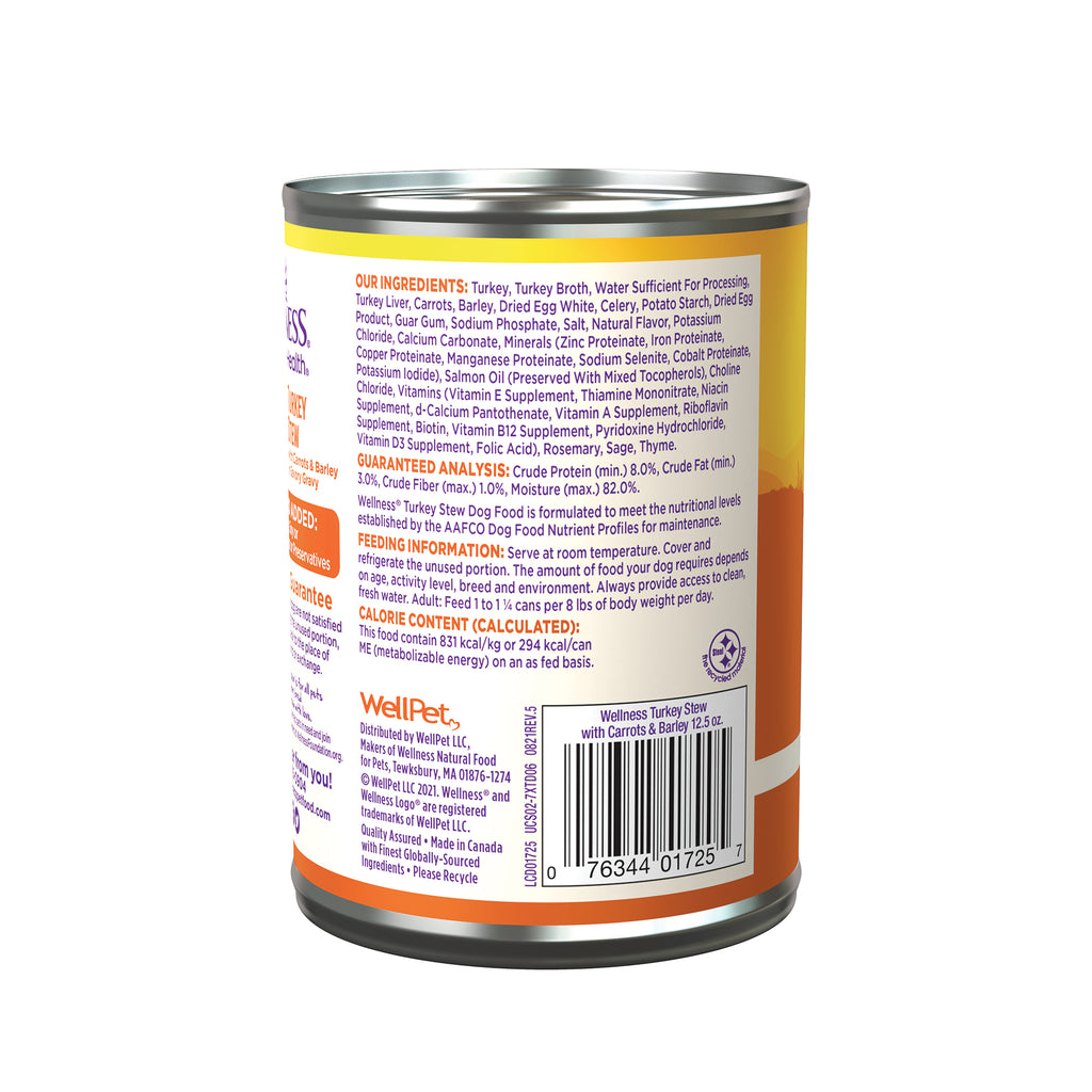 (20% OFF) Wellness Stew Turkey with Barley & Carrots Wet Dog Food [Weight: 12.5 oz]