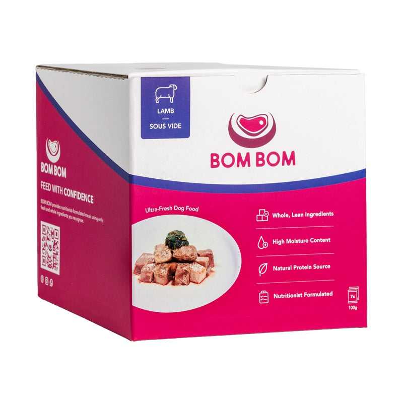 BOM BOM Gently Cooked Lamb Ready Meal Sous Vide Frozen Dog Food 700g