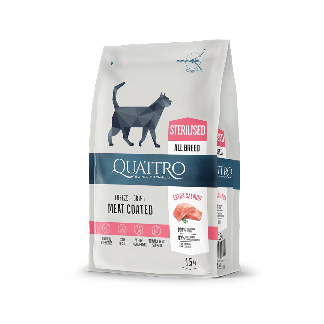 [New Launch 50% OFF] Quattro Sterilised All Breed Dry Cat Food - Salmon 1.5kg/7kg