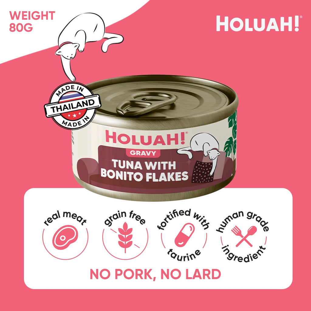 Holuah! Gravy Cat Can - Tuna with Bonito Flakes 80g