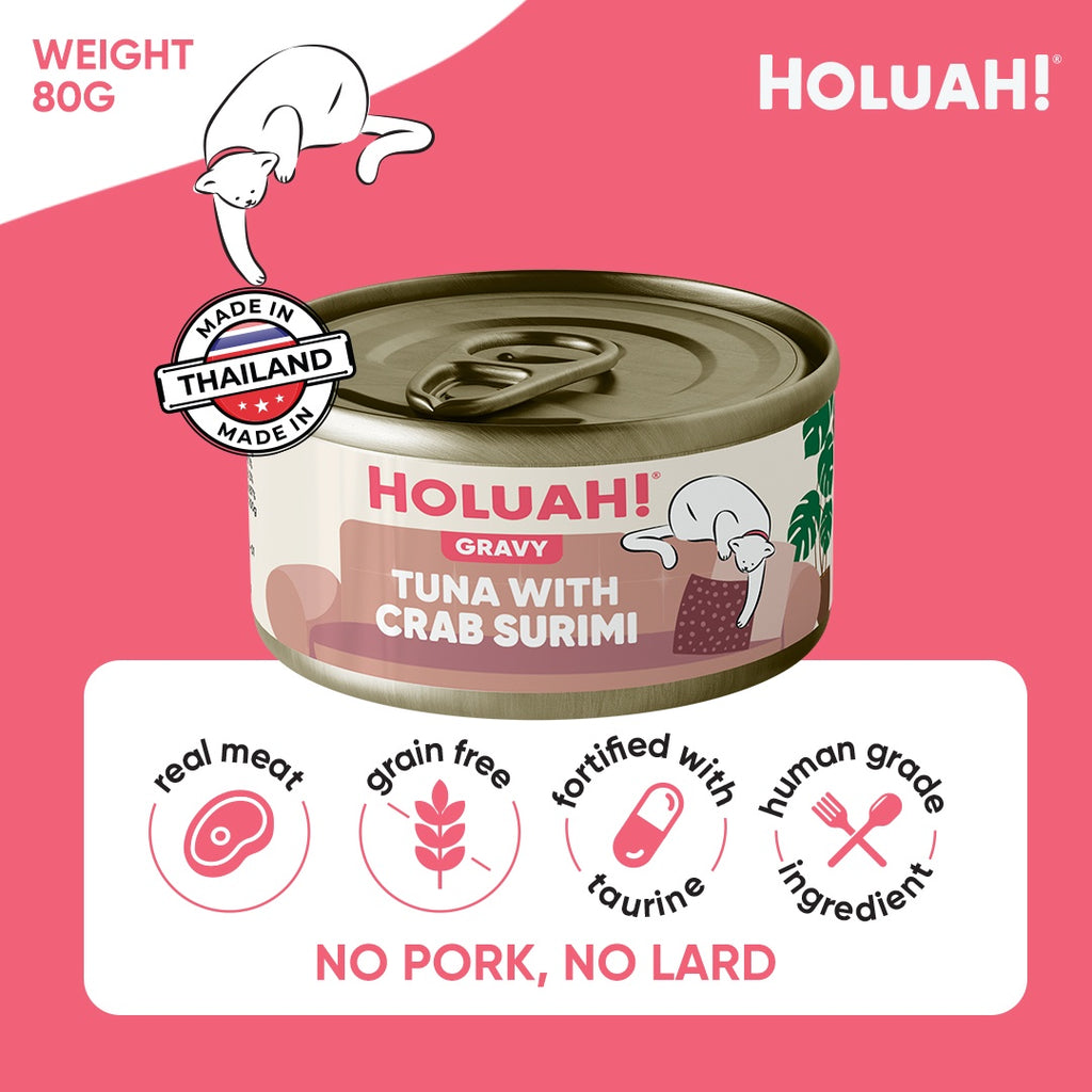 Holuah! Gravy Cat Can - Tuna with Crab Surimi 80g