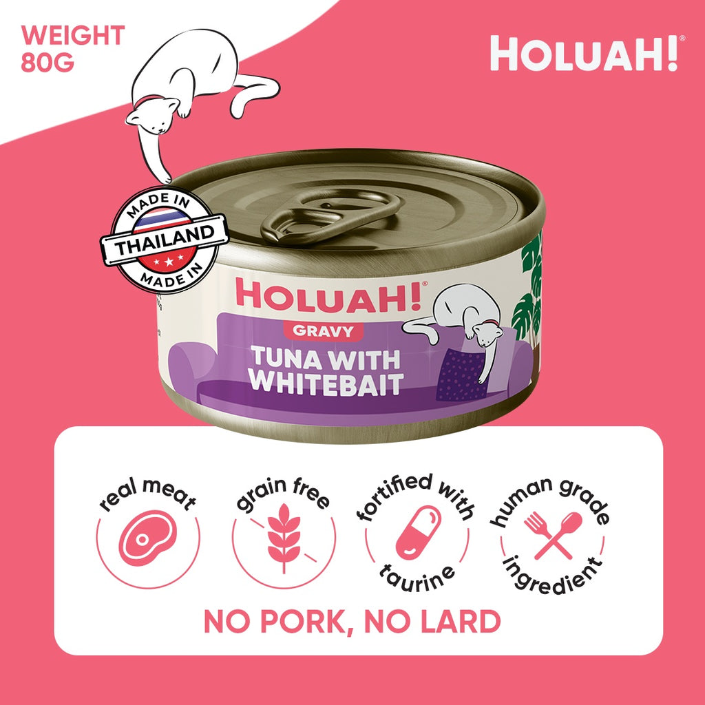 Holuah! Gravy Cat Can - Tuna with Whitebait 80g