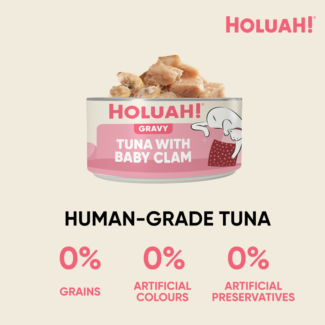 Holuah! Gravy Cat Can - Tuna with Baby Clam 80g