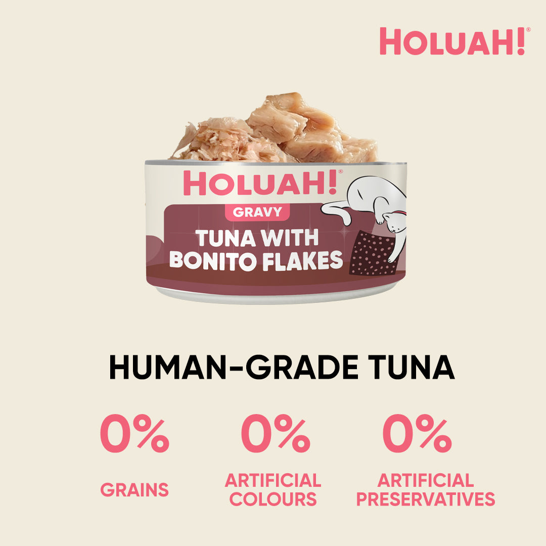 Holuah! Gravy Cat Can - Tuna with Bonito Flakes 80g