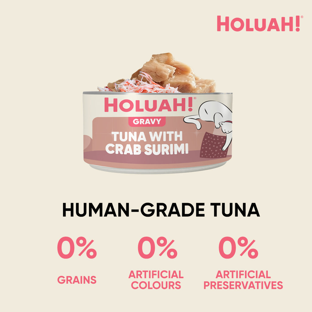 Holuah! Gravy Cat Can - Tuna with Crab Surimi 80g