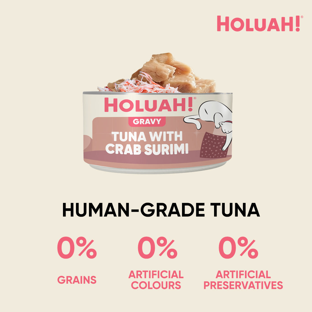 Holuah! Gravy Cat Can - Tuna with Crab Surimi 80g