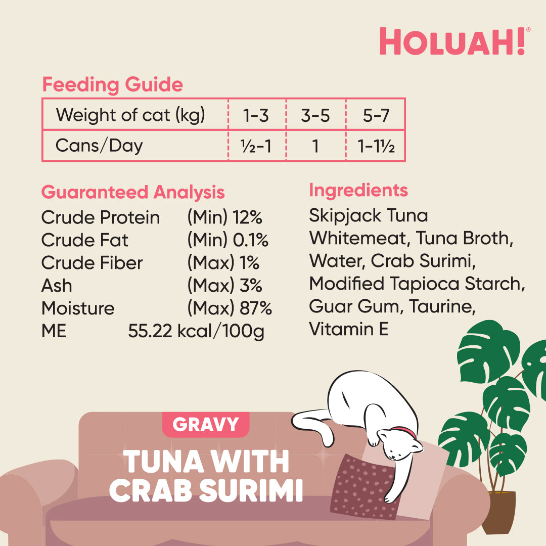 Holuah! Gravy Cat Can - Tuna with Crab Surimi 80g