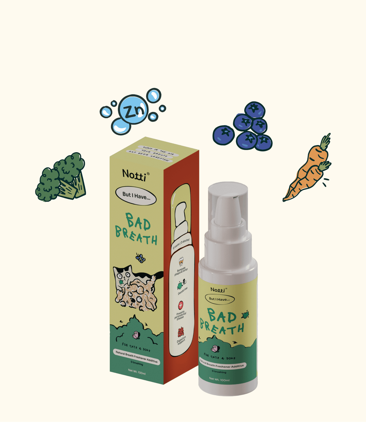 [10% OFF] Notti But I have Bad Breath (natural breath freshener additive) 100ml For Dogs & Cats