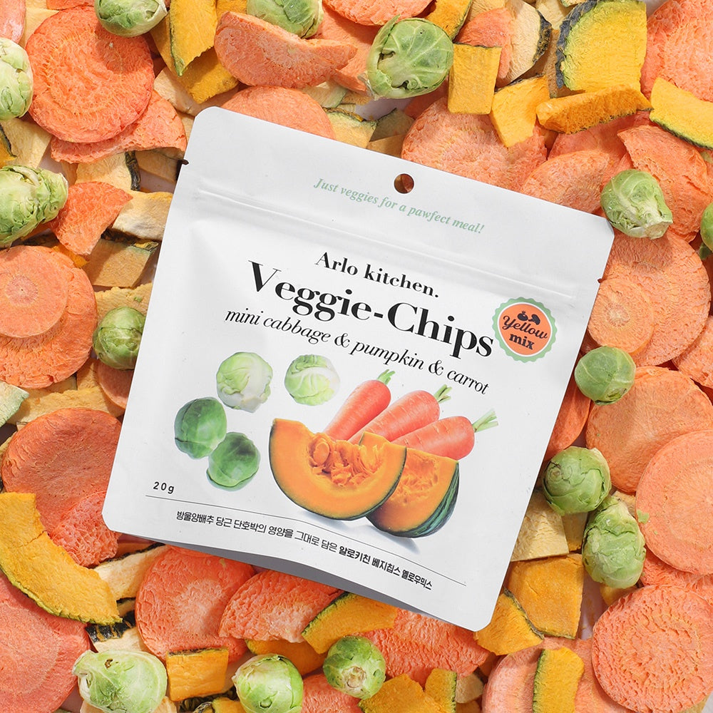Arlo Kitchen - Freeze Dried Dog Treat Veggie Chips Mix 20g (Mini Cabbage, Pumpkin, Carrots)