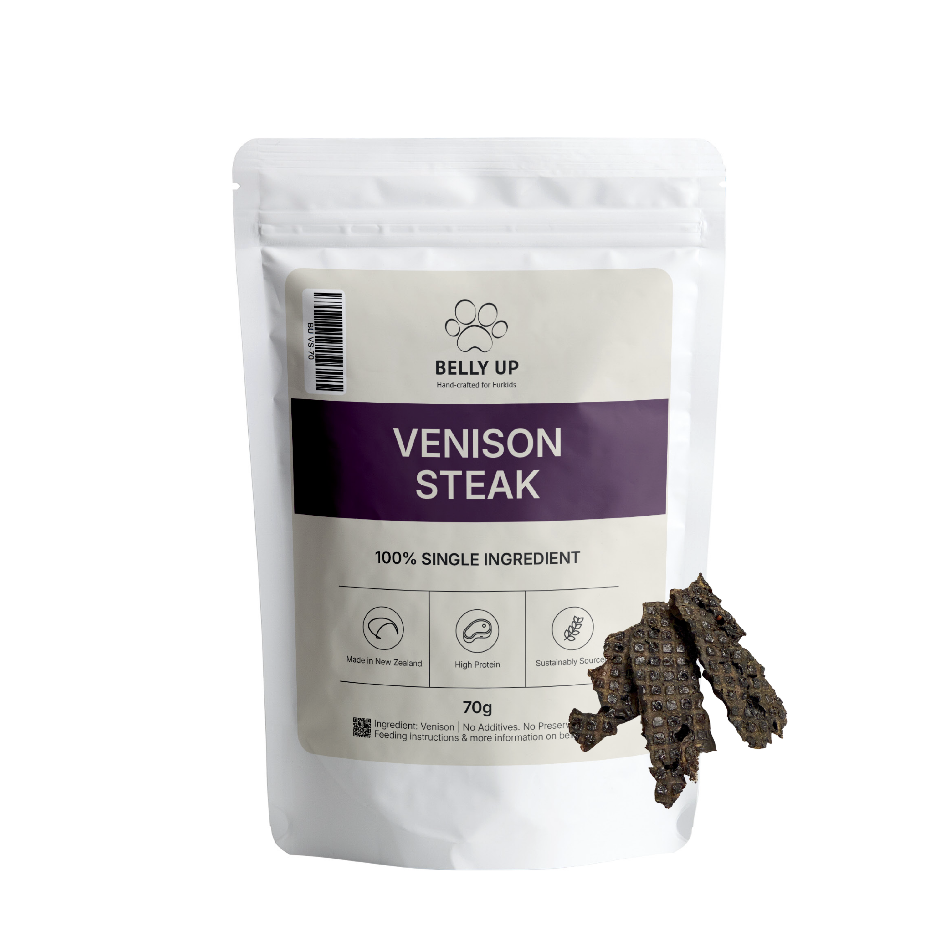BELLY UP 100% Natural New Zealand Grass-Fed Venison Steak 70g/125g