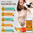 Natural Dog & Cats Supplement Wild Alaskan Salmon Oil (16oz)/(32oz)