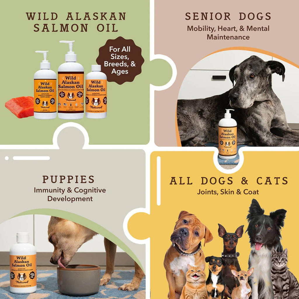 Natural Dog & Cats Supplement Wild Alaskan Salmon Oil (16oz)/(32oz)
