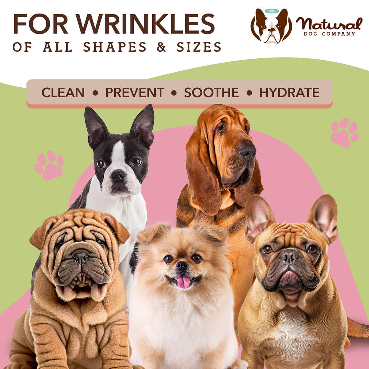 Natural Dog Company Wrinkle Wipes 100pcs For Dogs