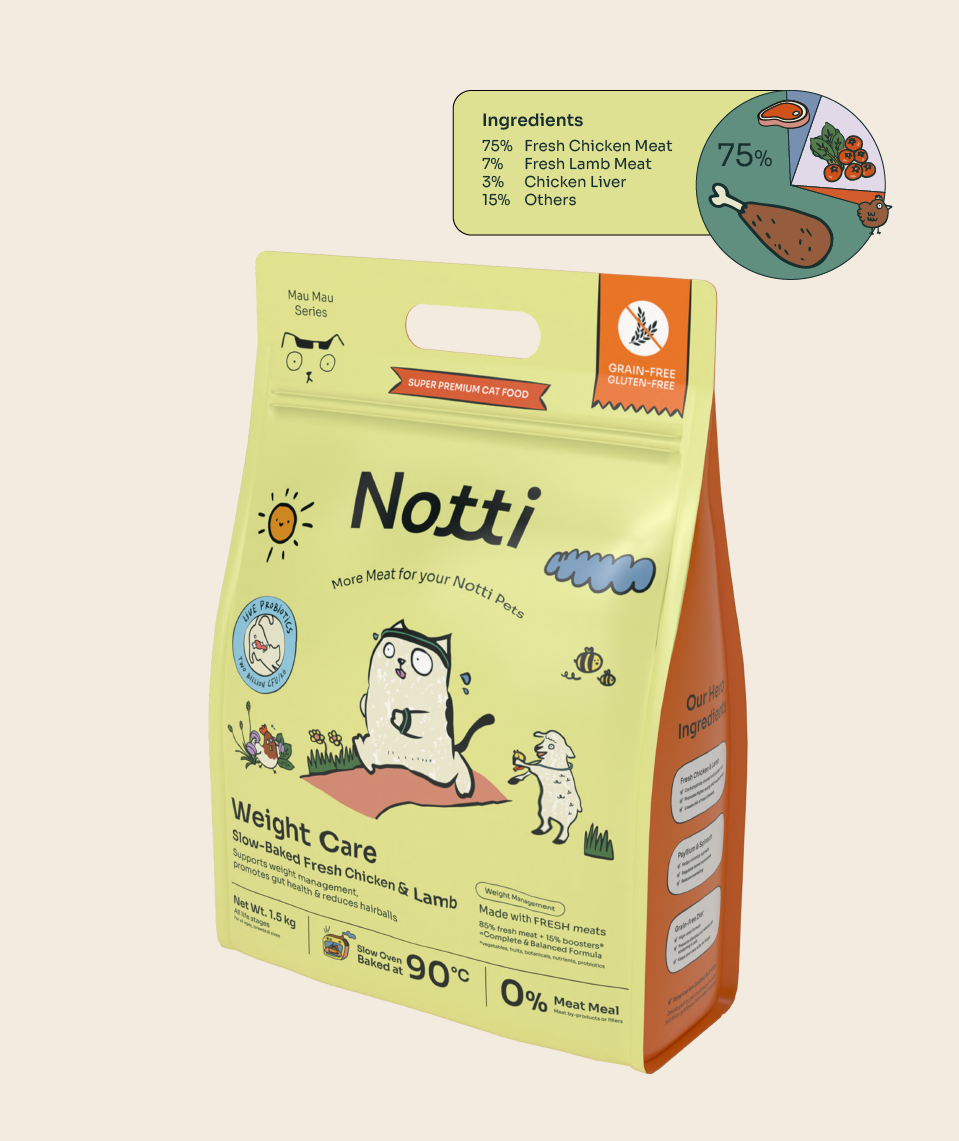 [10% OFF] Notti Slow-Baked Weight Care Fresh Chicken & Lamb Dry Cat Food1.5kg
