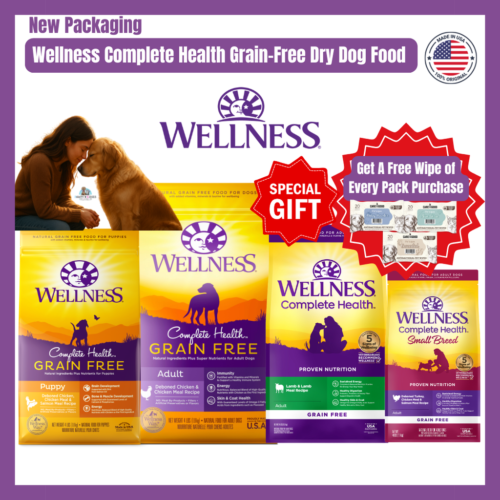 [FREE WIPE + 20% OFF] Wellness Complete Health Wholesome Grains Dry Dog Food - 7 Recipes | All Life Stages I Pawpy Kisses