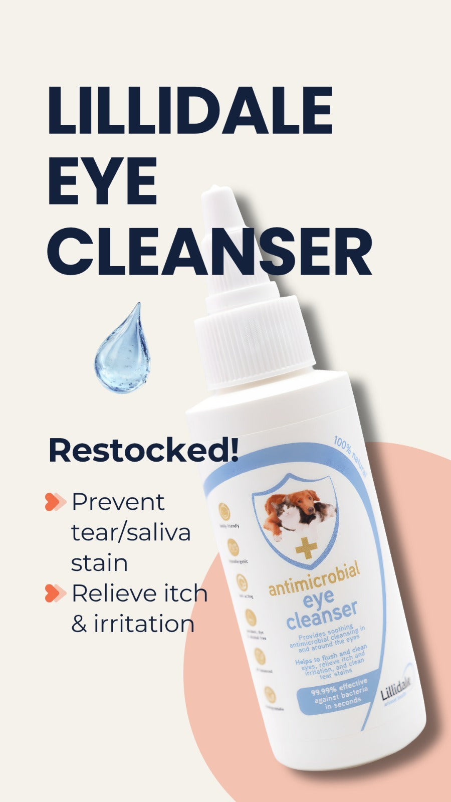 (10% OFF) Lillidale Antimicrobial Eye Cleanser For Dogs & Cats - 65ml