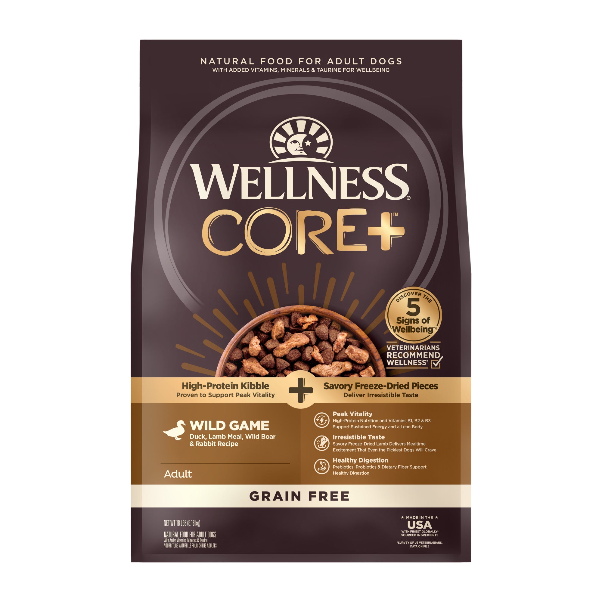 [FREE WIPE + 20% OFF] Wellness CORE+ RawRev - Kibble + Freeze-Dried Pieces Grain-Free Dry Dog Food 10lb&18-20lb | 5 Recipe