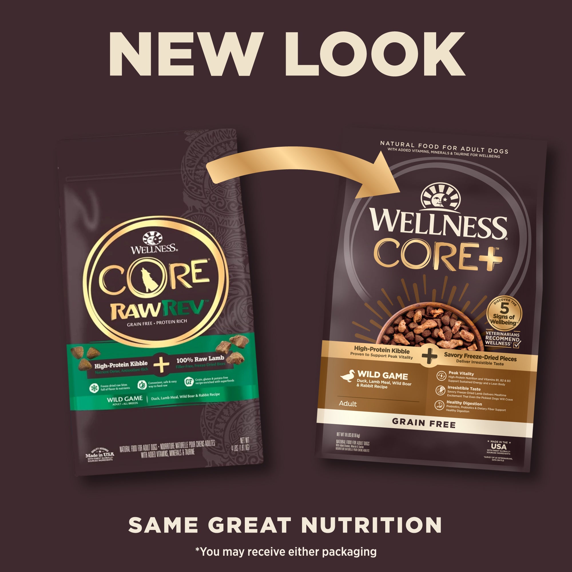 [FREE WIPE + 20% OFF] Wellness CORE+ RawRev - Kibble + Freeze-Dried Pieces Grain-Free Dry Dog Food 10lb&18-20lb | 5 Recipe