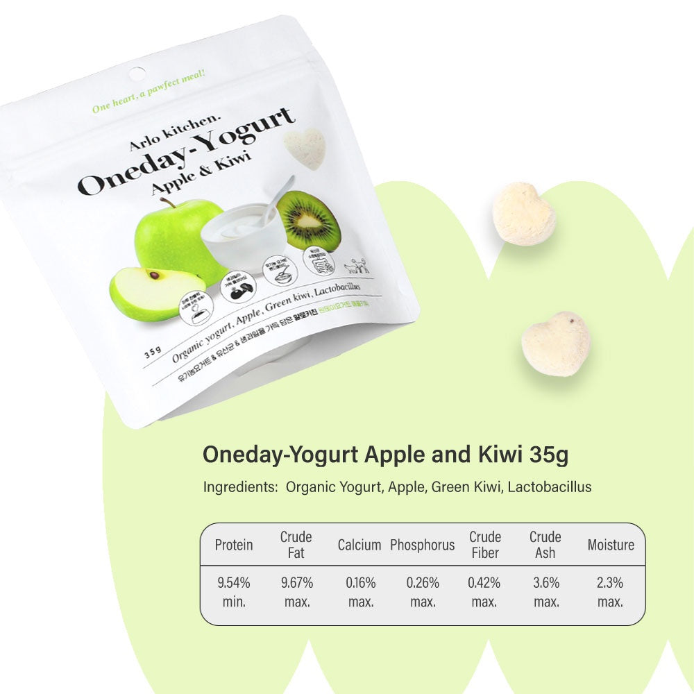 Arlo Kitchen Freeze Dried Yogurt Pet Treats (Apple & Kiwi) | Probiotics Snack for Dogs & Cats | Organic, No Additives | 35g