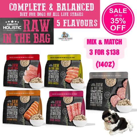 Absolute Holistic Absolute Holistic Raw in the Bag Complete Freeze Dried Dog Food - Beef/Pork/Duck/Salmon/Rabbit Bites (14oz) Dog Food &