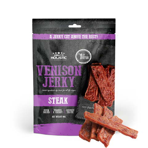 Absolute Holistic Absolute Holistic Oven-Baked Grain-Free Venison Steak Jerky Dog Treats 100g Dog Food & Treats