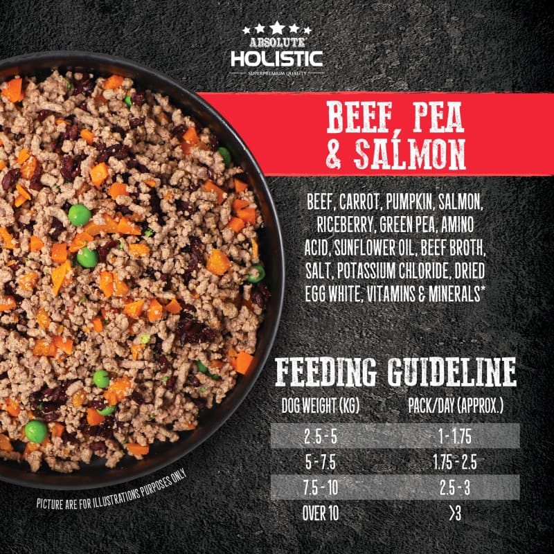 Absolute Holistic Absolute Holistic Home Cooked Recipe Beef Peas & Salmon Dog Food 2kg Dog Food & Treats