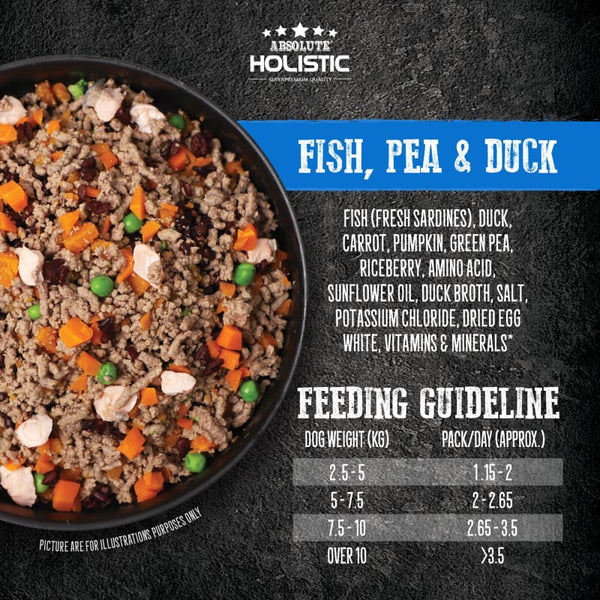 Absolute Holistic Absolute Holistic Home Cooked Recipe Fish Peas & Duck Dog Food 2kg Dog Food & Treats
