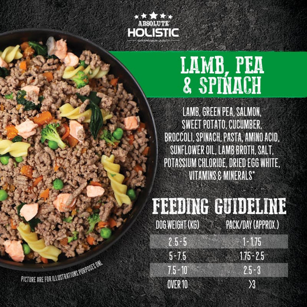 Absolute Holistic Absolute Holistic Home Cooked Recipe Lamb Peas & Spinach Dog Food 2kg Dog Food & Treats