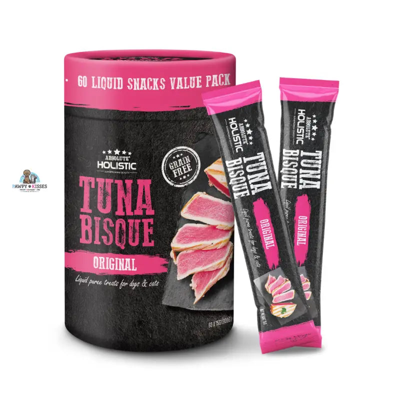 Absolute Holistic Absolute Holistic Liquid Treats for Cats & Dogs - Tuna Bisque Original (Tub) | (15g x 60 Sticks) Dog Food & Treats