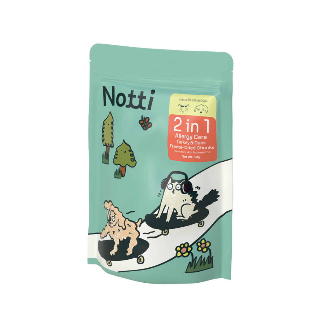 [10% OFF] Notti 2-in-1 Allergy Care Turkey & Duck Freeze-Dried Chunks 50g Treats For Dogs & Cats