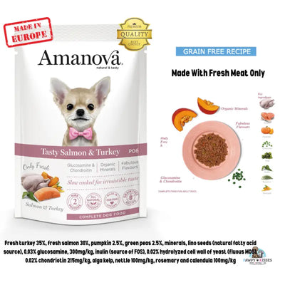 Amanova Amanova Dog Pouch P06 Adult Grain Free Salmon & Turkey 100 g Dog Food & Treats