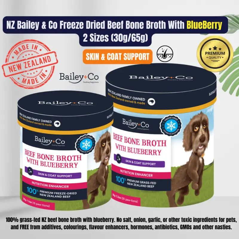 Bailey + Co 15% OFF [5.5 SALE]BAILEY + CO DISSOLVABLE FREEZE DRIED BONE BROTH 30G/65G (3 Flavours) Dog Food & Treats