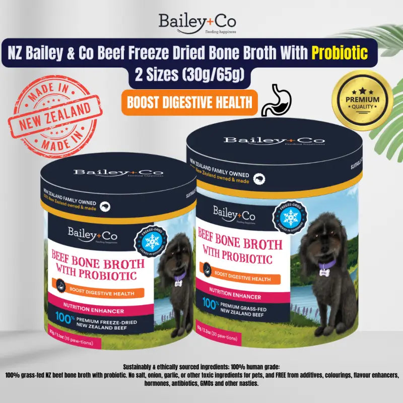 Bailey + Co 15% OFF [5.5 SALE]BAILEY + CO DISSOLVABLE FREEZE DRIED BONE BROTH 30G/65G (3 Flavours) Dog Food & Treats