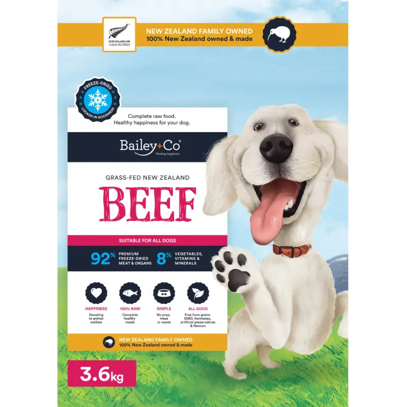 Bailey + Co [15% Off] Bailey&Co Permium NZ Freeze Dried Beef Dog Food 3.6kg Dog Food & Treats