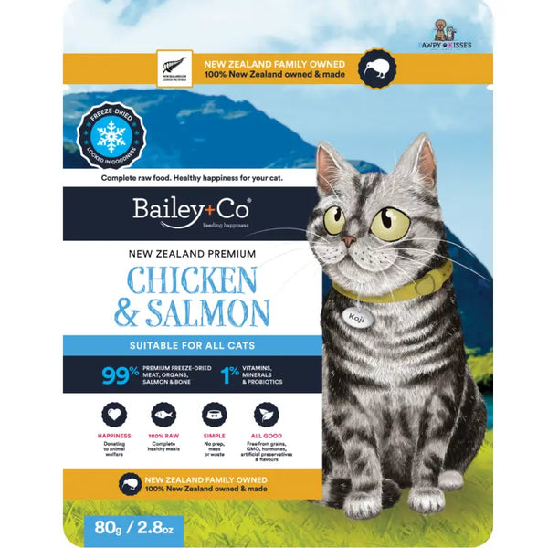 Bailey + Co [CAT] Bailey & Co NZ Freeze-dried Chicken and Salmon Treat For CATS - 80g/320g Cat Food & Treats