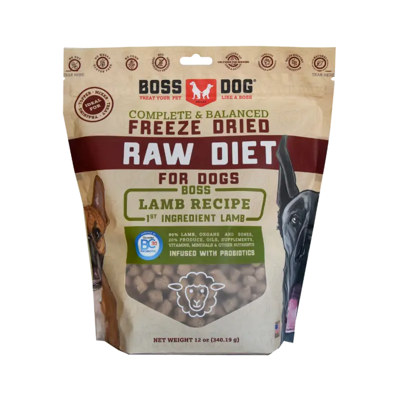 Boss Dog 3 For $190 Boss Dog Lamb Recipe Freeze-dried Dog Food 12oz Dog Food & Treats
