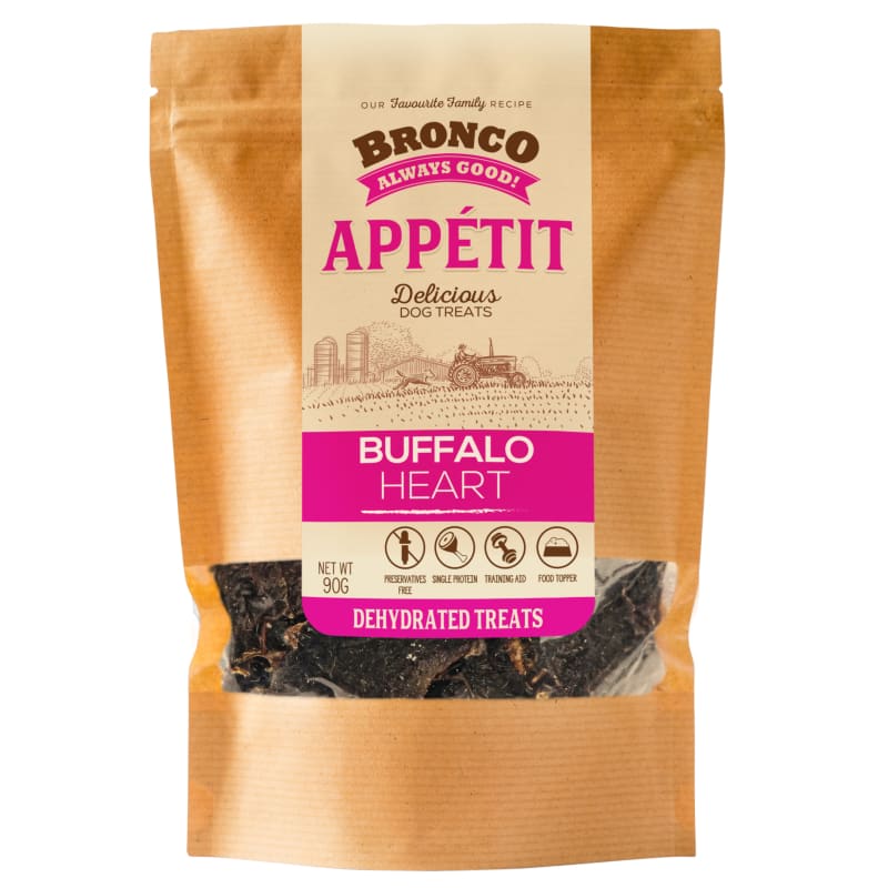 Bronco Bronco Appetit Buffalo Heart Dog Treats 90g Dog Food & Treats