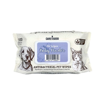 Care For The Good [3 FOR $11] Care For The Good Antibacterial Baby Powder Pet Wipes 100 Sheets Dog Accessories