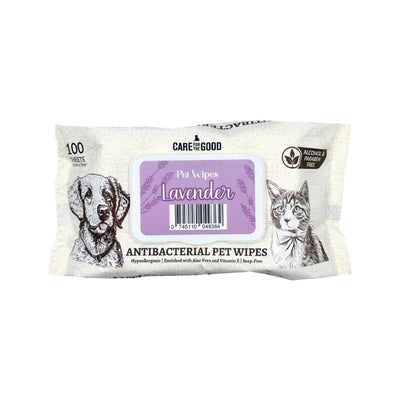 Care For The Good [3 FOR $11] Care For The Good Antibacterial Lavender Pet Wipes 100 Sheets Dog Accessories