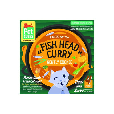 Pet Cubes PetCubes Gently Cooked Fish Head Curry Frozen Cat Food 1 Tray General