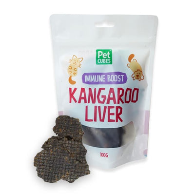 Pet Cubes PetCubes Kangaroo Liver Dehydrated Cat & Dog Treats 100g Dog Food & Treats