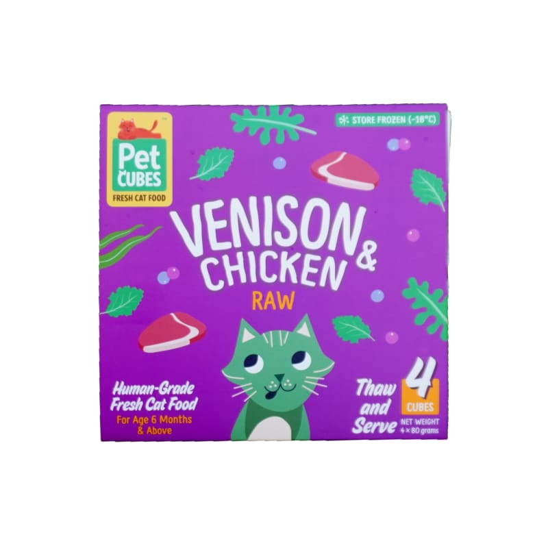 Pet Cubes Pet Cubes Venison & Chicken Frozen Raw Cat Food 1.28kg Cat Food & Treats