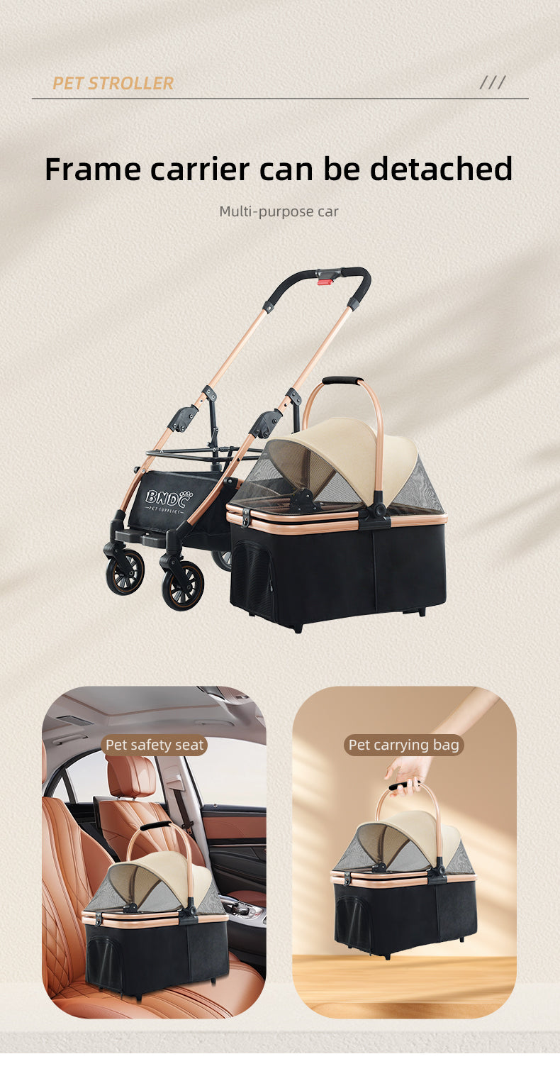 BNDC Pet Stroller 301 (Khaki) For Dogs & Cats