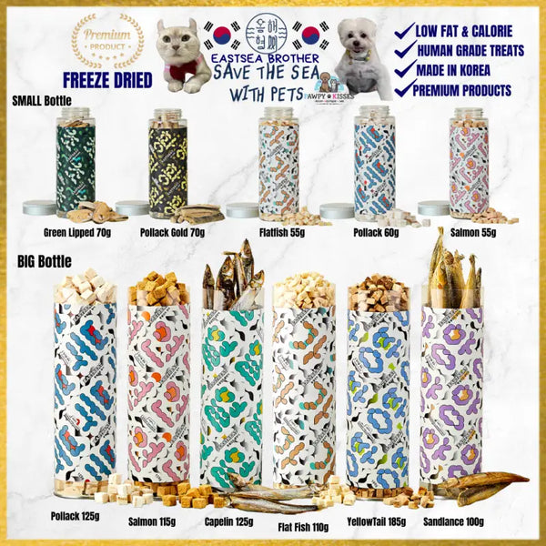 Eastsea brother Eastsea Brother Eastreats Human-grade fish treats for dog & cat pollack salmon low fat & calorie I Pawpy Kisses Dog Food &
