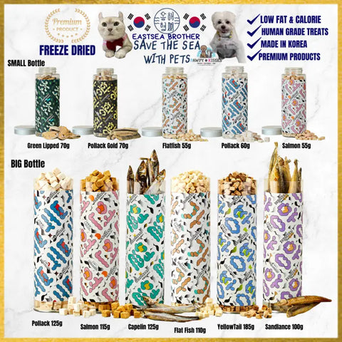 Eastsea brother Eastsea Brother Eastreats Human-grade fish treats for dog & cat pollack salmon low fat & calorie I Pawpy Kisses Dog Food &