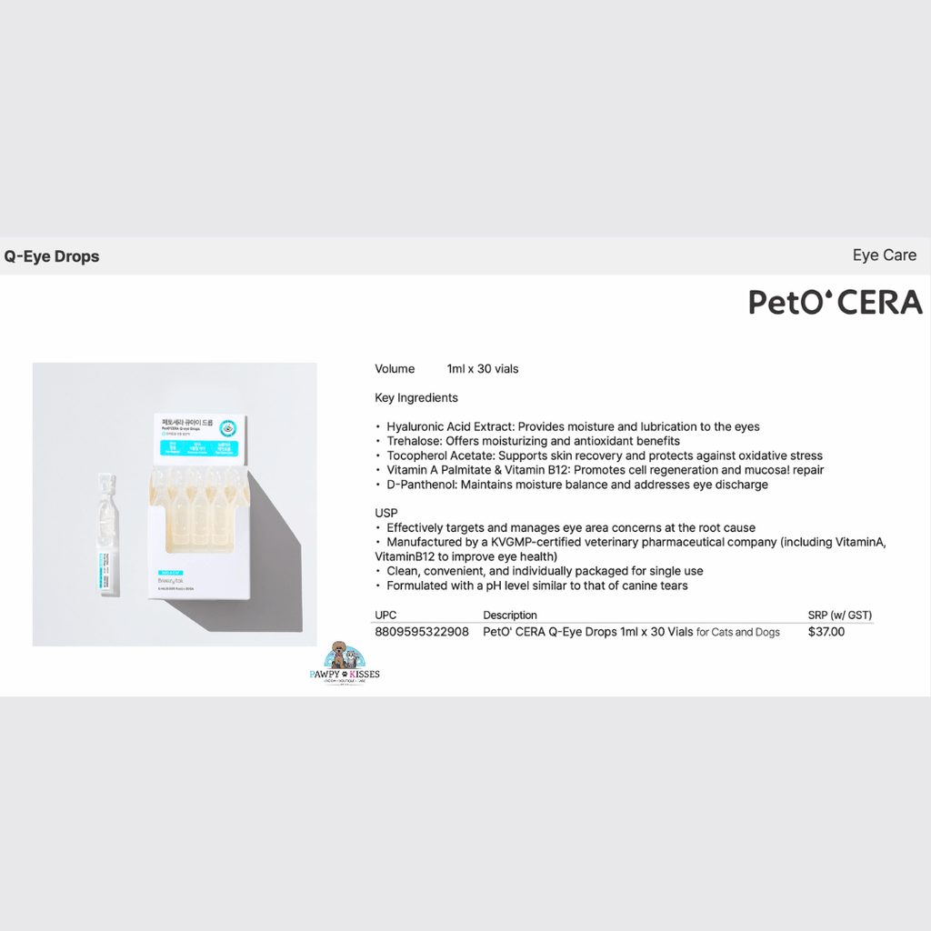 PetO' CERA Q-Eye Drops 1ml x 30EA for Dogs and Cats