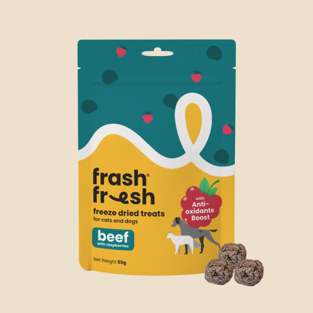 FRASH FRESH Freeze Dried Dog & Cat Treats (Beef with Antioxidants Boost) 50g