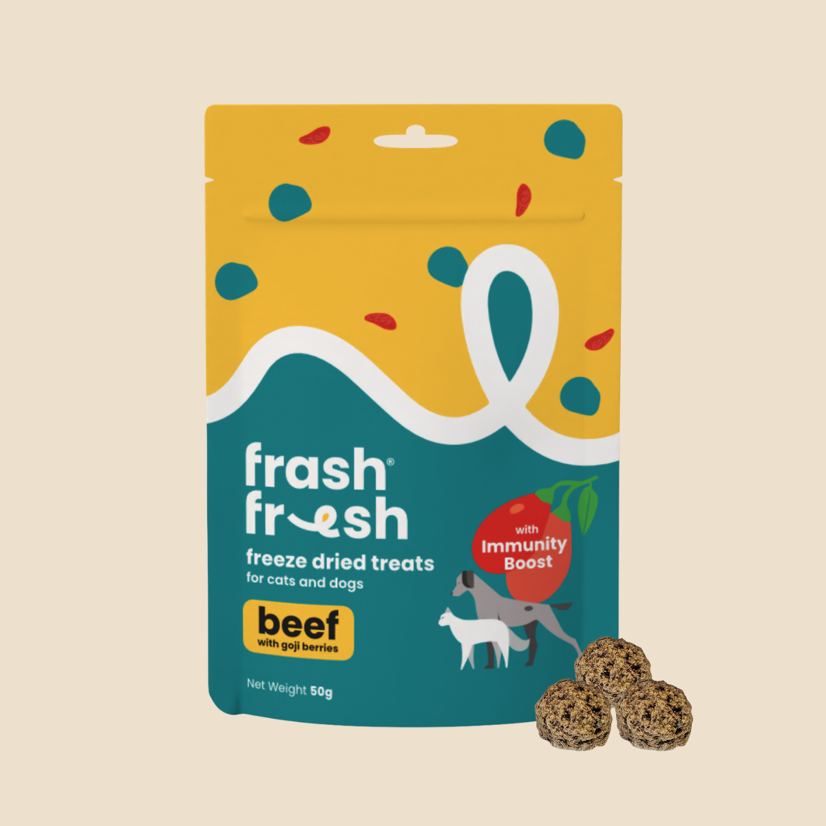 FRASH FRESH Freeze Dried Dog & Cat Treats (Beef with Immunity Boost) 50G
